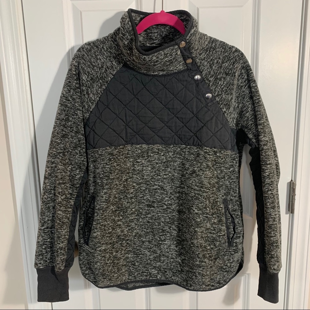 Abercrombie Asymmetrical Snap-Up Fleece Black Sz L